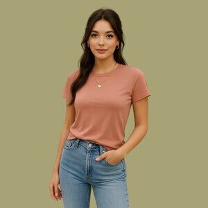 ✨ Joe Fresh Classic Mauve Pink Crewneck Tee | 100% Cotton | Women’s Size M ✨